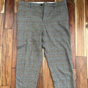 Zara Italian Fabric Brown Glen Plaid Suit Pants 31X30